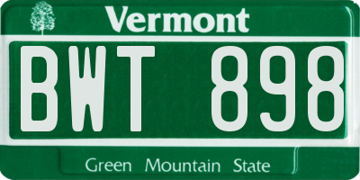 VT license plate BWT898