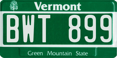 VT license plate BWT899