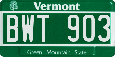 VT license plate BWT903