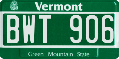 VT license plate BWT906