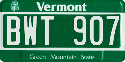 VT license plate BWT907