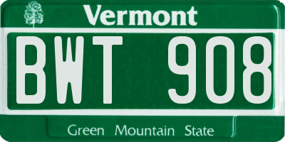 VT license plate BWT908
