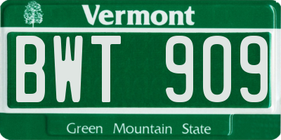 VT license plate BWT909