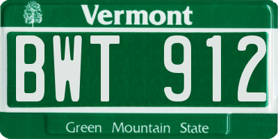 VT license plate BWT912