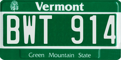 VT license plate BWT914
