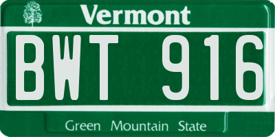 VT license plate BWT916