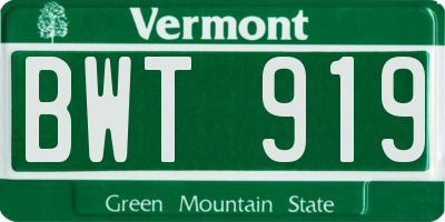 VT license plate BWT919