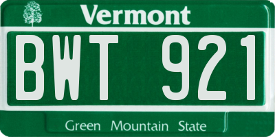 VT license plate BWT921
