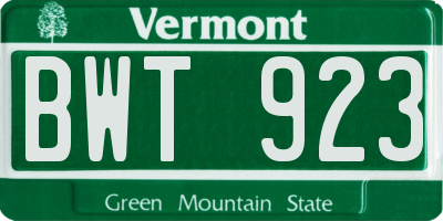 VT license plate BWT923