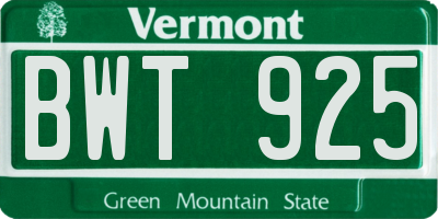 VT license plate BWT925