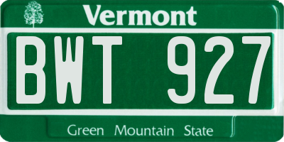 VT license plate BWT927