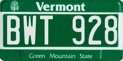 VT license plate BWT928