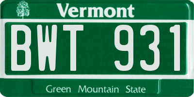 VT license plate BWT931