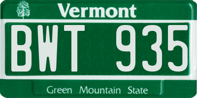 VT license plate BWT935