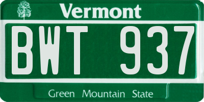 VT license plate BWT937