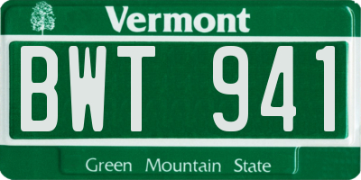 VT license plate BWT941
