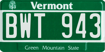 VT license plate BWT943