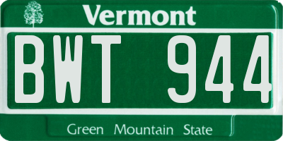 VT license plate BWT944