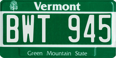 VT license plate BWT945