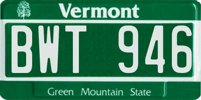 VT license plate BWT946