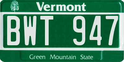 VT license plate BWT947