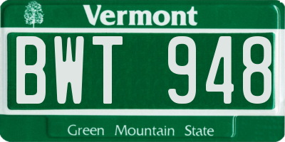 VT license plate BWT948