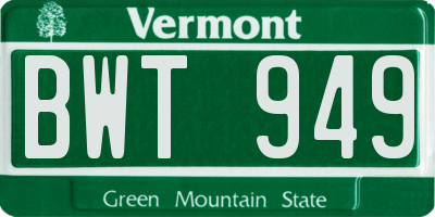 VT license plate BWT949