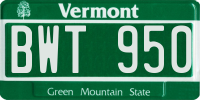VT license plate BWT950