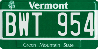 VT license plate BWT954