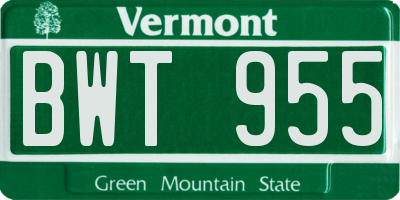VT license plate BWT955