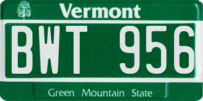 VT license plate BWT956