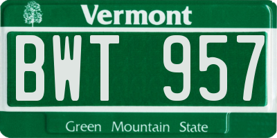 VT license plate BWT957