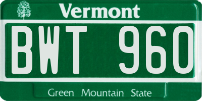 VT license plate BWT960