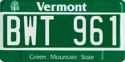 VT license plate BWT961