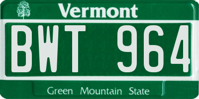 VT license plate BWT964