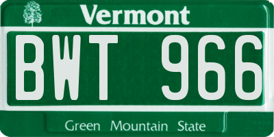VT license plate BWT966