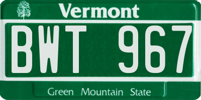 VT license plate BWT967