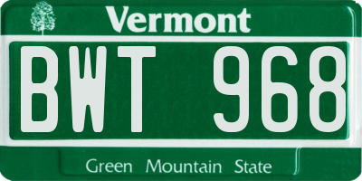 VT license plate BWT968