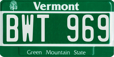 VT license plate BWT969