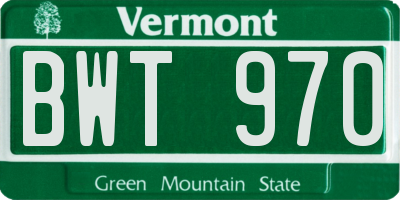 VT license plate BWT970
