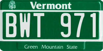 VT license plate BWT971