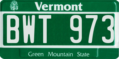VT license plate BWT973