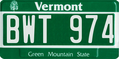 VT license plate BWT974
