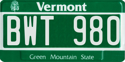 VT license plate BWT980