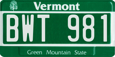 VT license plate BWT981