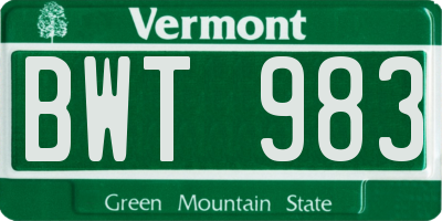 VT license plate BWT983