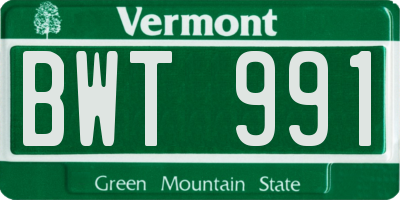 VT license plate BWT991