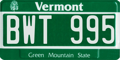 VT license plate BWT995