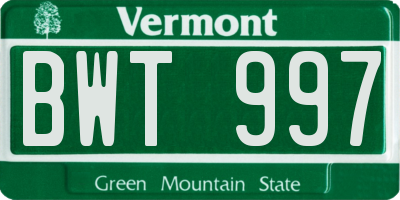 VT license plate BWT997