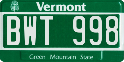 VT license plate BWT998